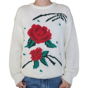 Vintage 80s Bramble Lane Rose Cottagecore Sweater